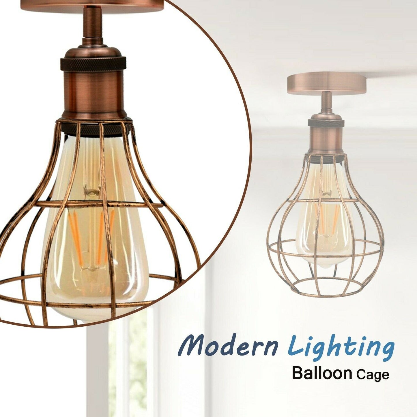 Vintage Retro Industrial Ceiling Light Shade Flush Mount Ceiling Lamp