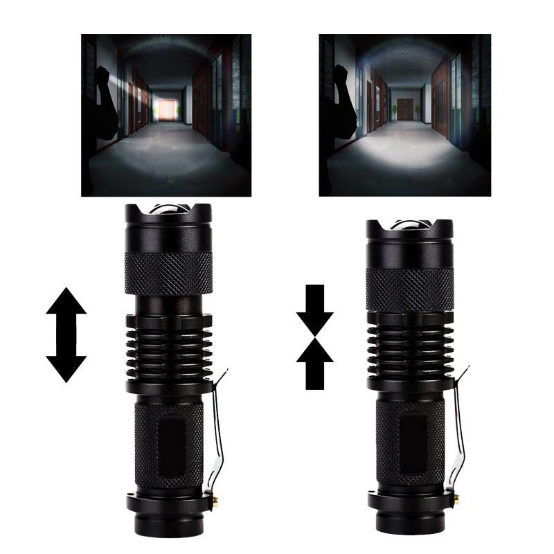 LED Flashlight 2000LM Q5 Mini Portable Torch Adjustable Zoom Flash