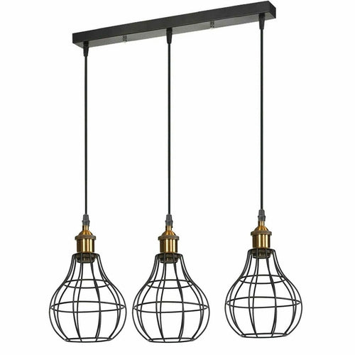 Vintage Industrial Wire Cage Style Retro Ceiling Pendant Light 3 Head