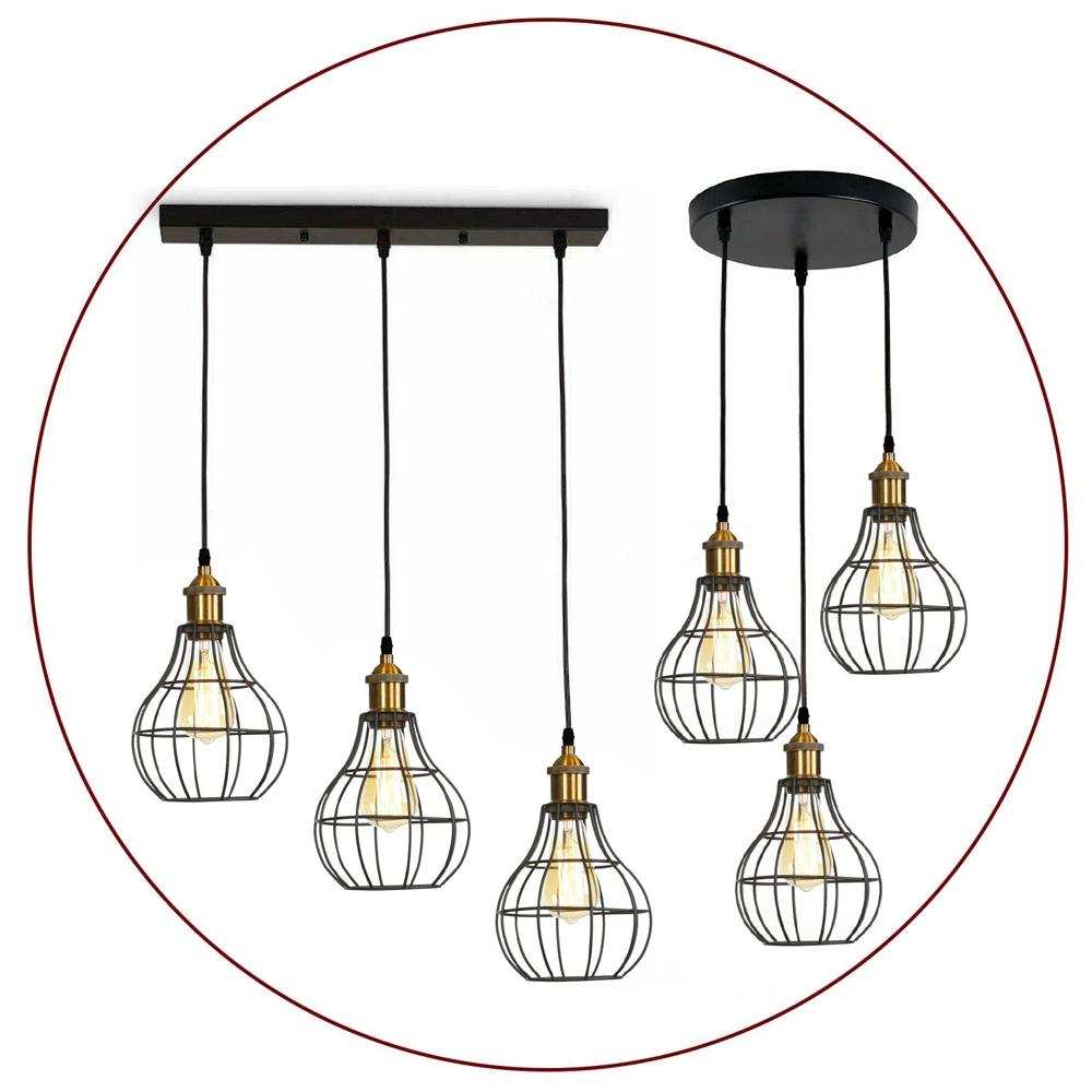 Vintage Industrial Wire Cage Style Retro Ceiling Pendant Light 3 Head