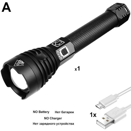 Super Powerful XHP90 LED Flashlight LED Torch USB Lamp Zoom Tactical